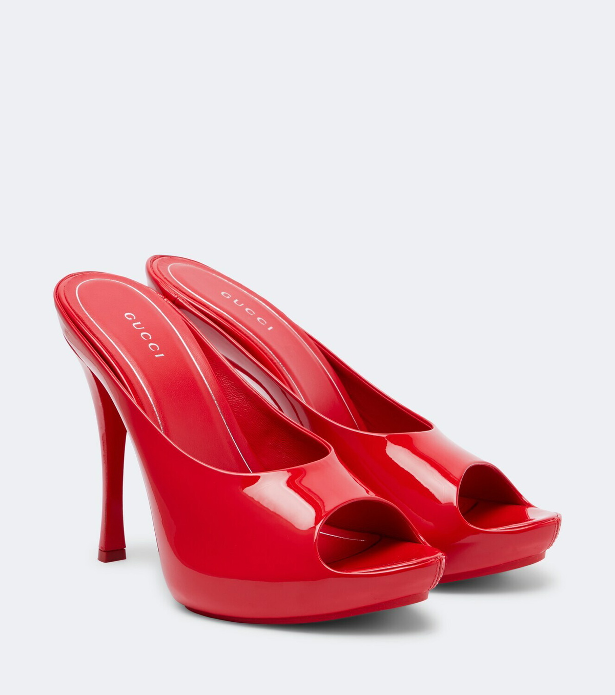 Gucci Viv patent leather platform mule