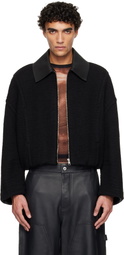 Jean Paul Gaultier Black Heavy Wool Bomber Jacket