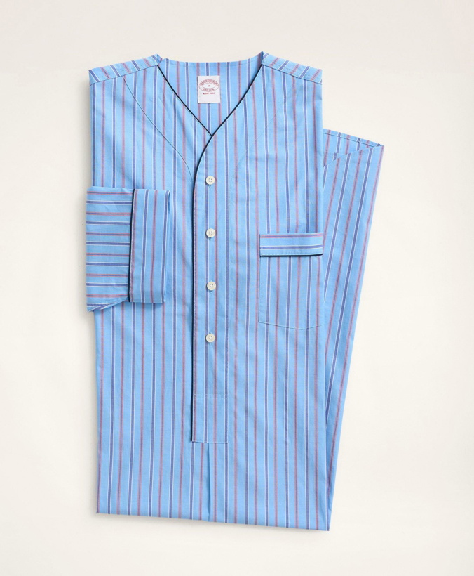 Photo: Brooks Brothers Men's Framed Stripe Nightshirt | Light Blue