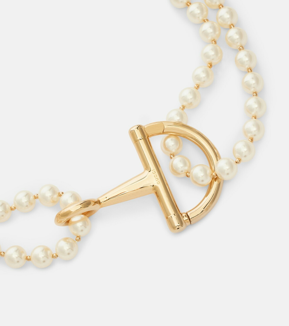 Gucci Half Horsebit faux pearl necklace