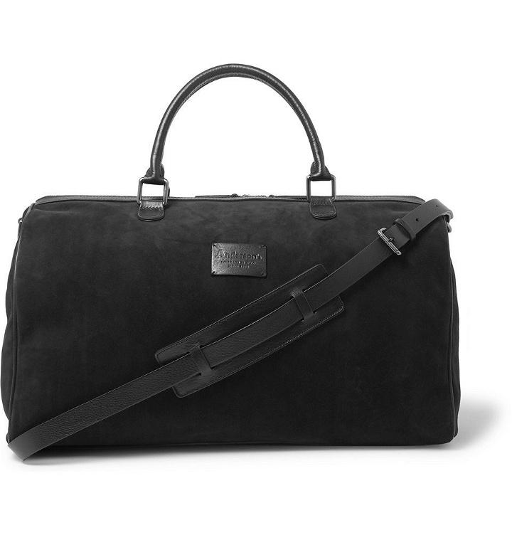 Photo: Anderson's - Boston Leather-Trimmed Suede Holdall - Black