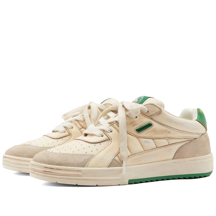 Photo: Palm Angels Men's University Vintage Sneakers in White/Green