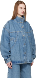 The Attico Blue Washed Denim Bomber Jacket
