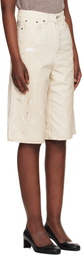 Acne Studios Off-White Distressed Denim Shorts
