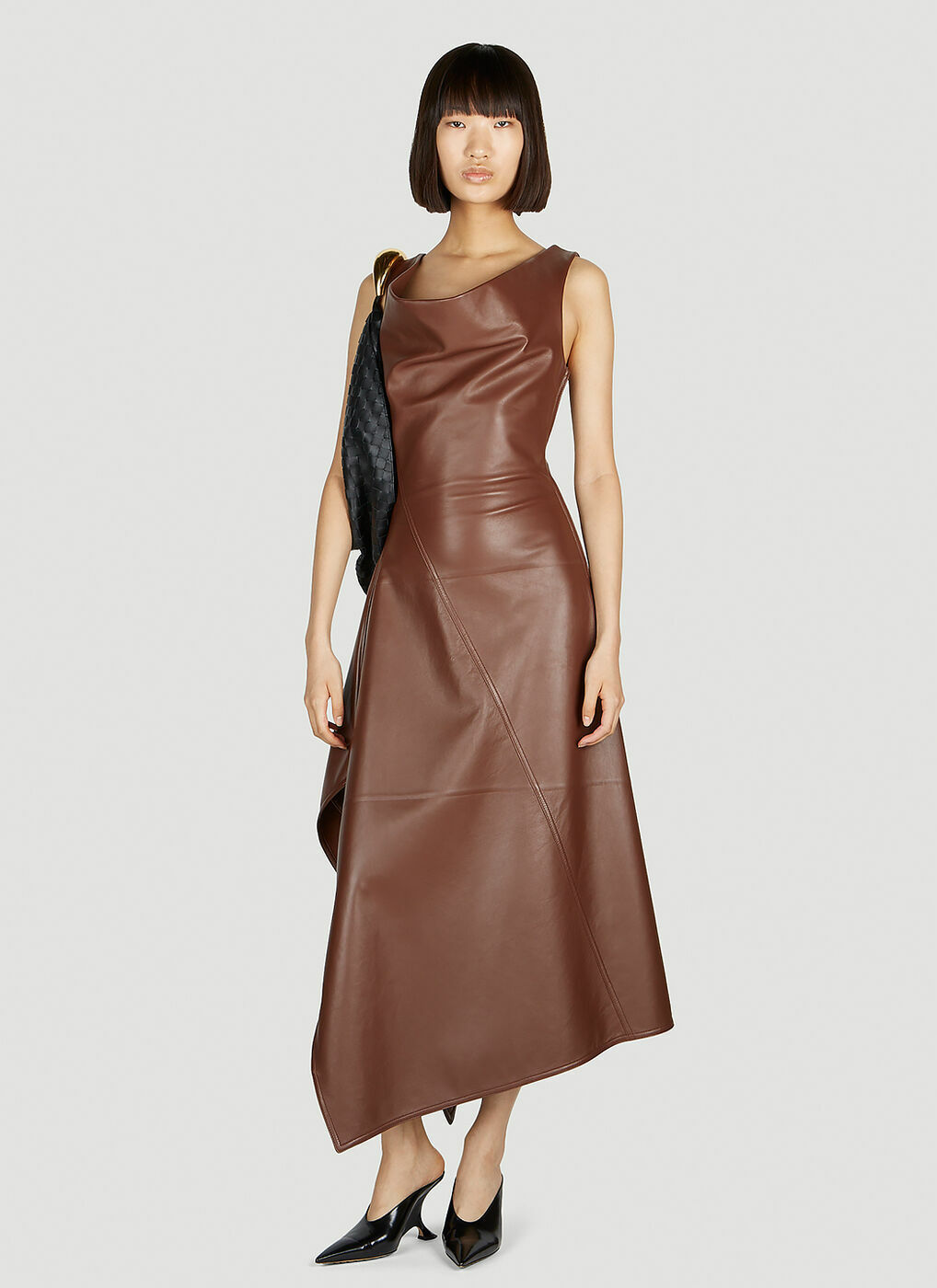 ワンピース BOTTEGA VENETA ASYMMETRICAL MIDI DRESS (743355_V2T301000) Bottega Veneta Asymmetric cotton midi dress Bottega Veneta