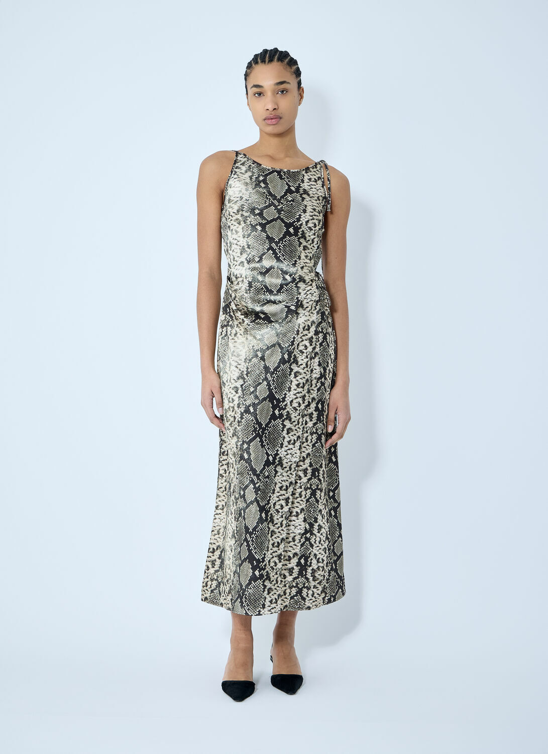 Acne Studios Satin Python Print Midi Dress