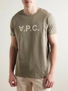 A.P.C. - Logo-Flocked Cotton-Jersey T-Shirt - Green
