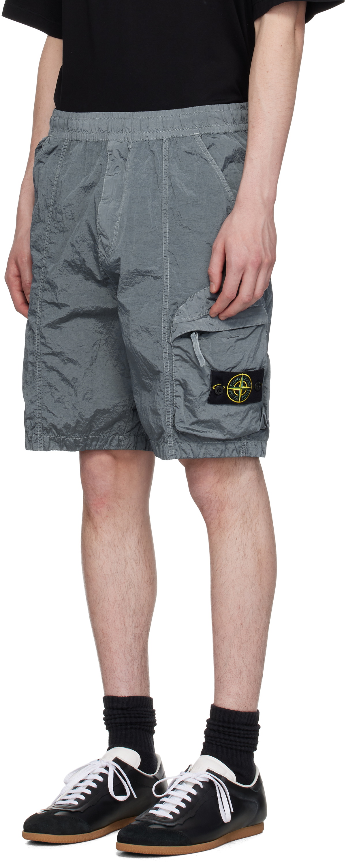 Stone Island Gray Nylon Metal In Econyl Shorts Stone Island