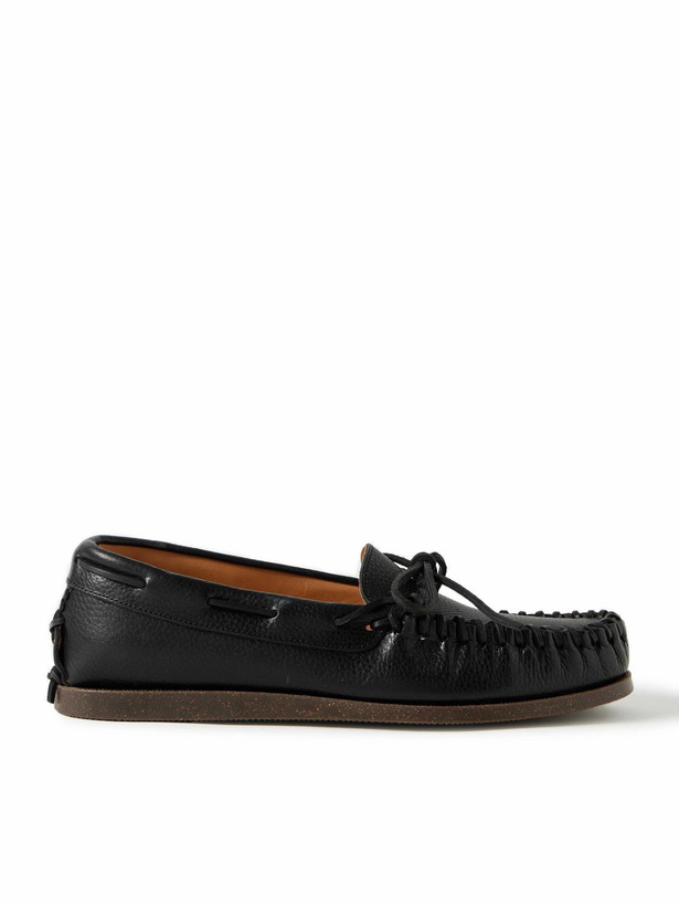 Photo: Yuketen - Scout Moccasin Pebble-Grain Leather Boat Shoes - Black
