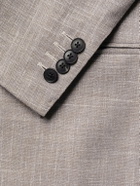 Saman Amel - Slim-Fit Basketweave Wool, Silk and Linen-Blend Blazer - Gray