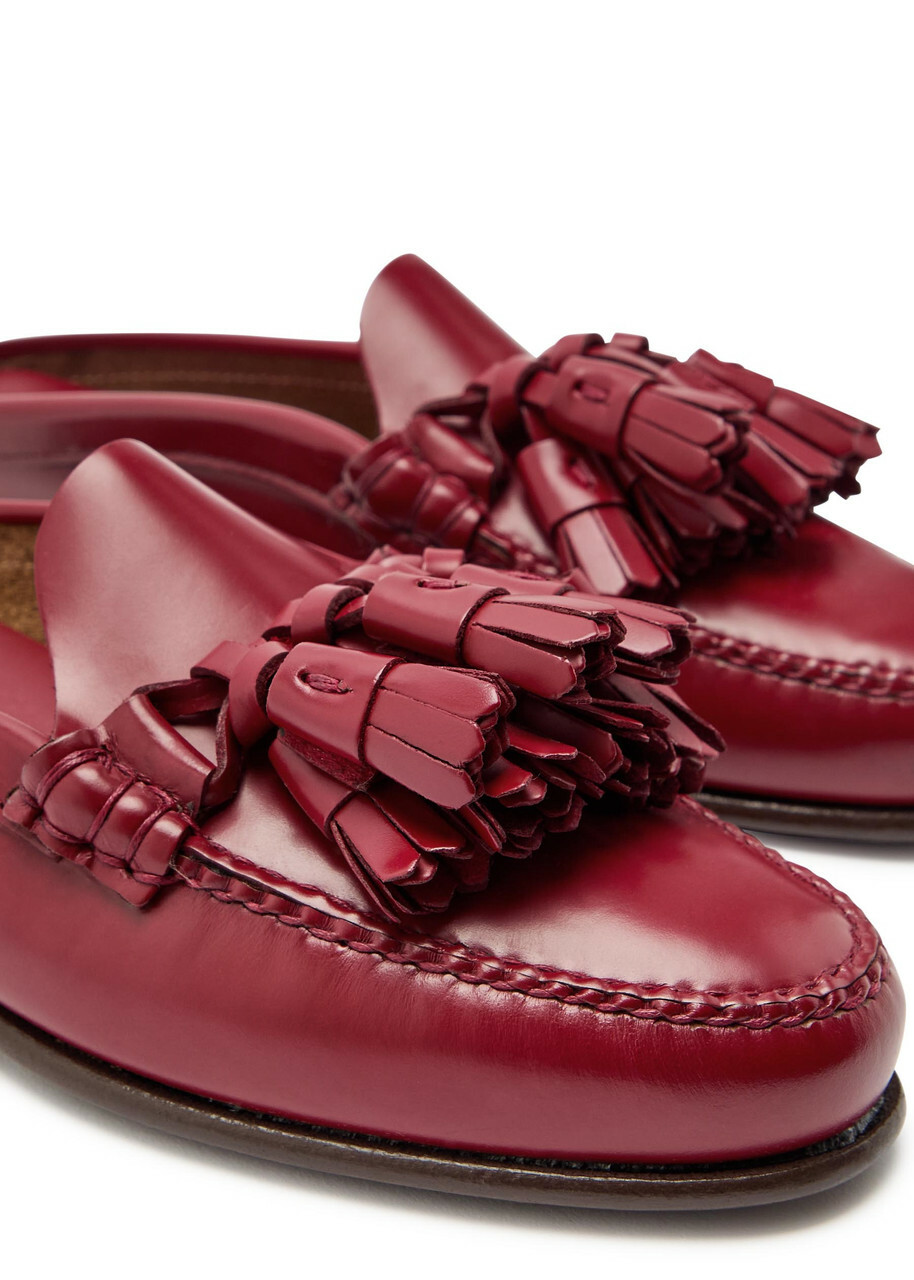 Hereu Borlada Tassled Leather Mule Loafers Red