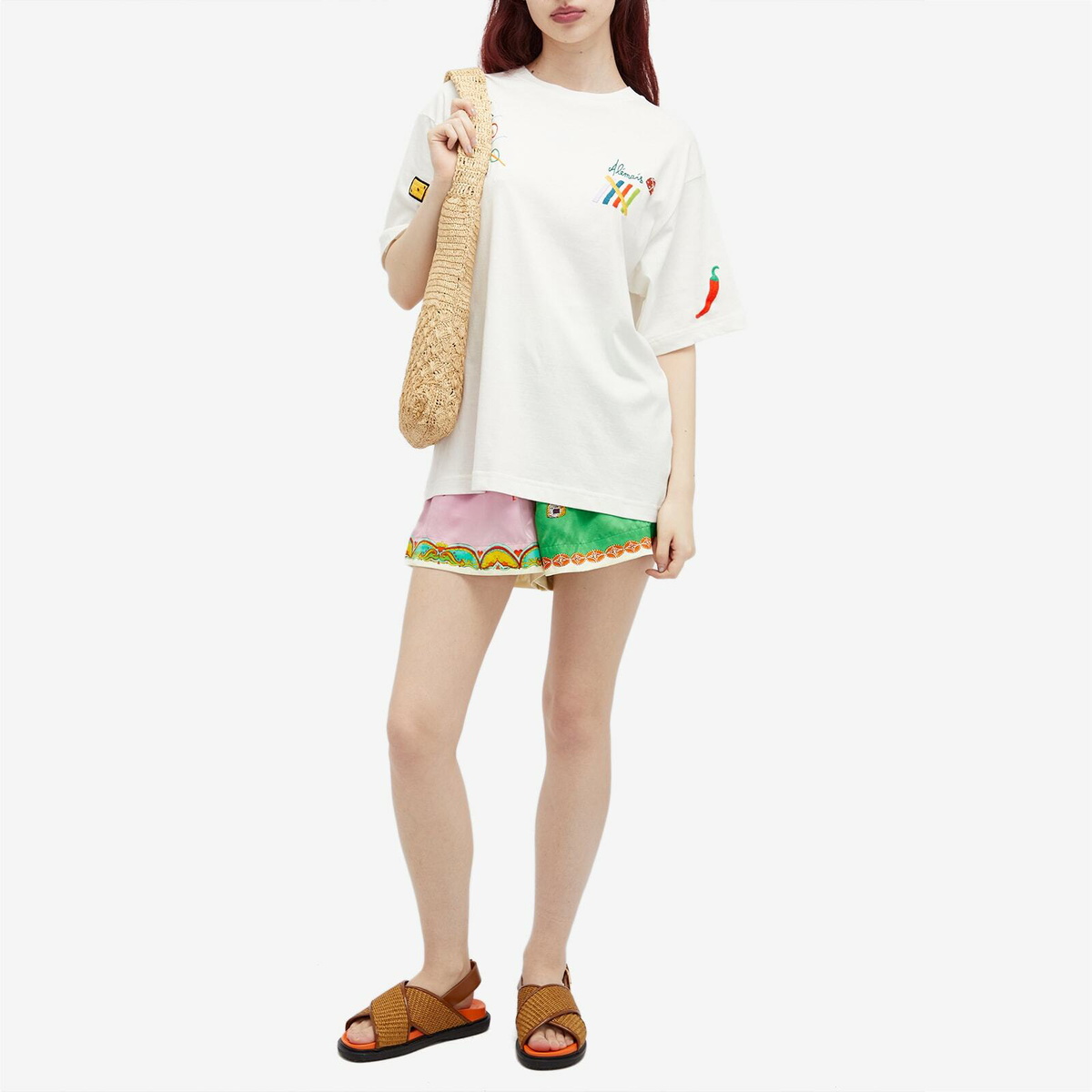 Alemais Women's Players Embroidered T-Shirt in Cream
