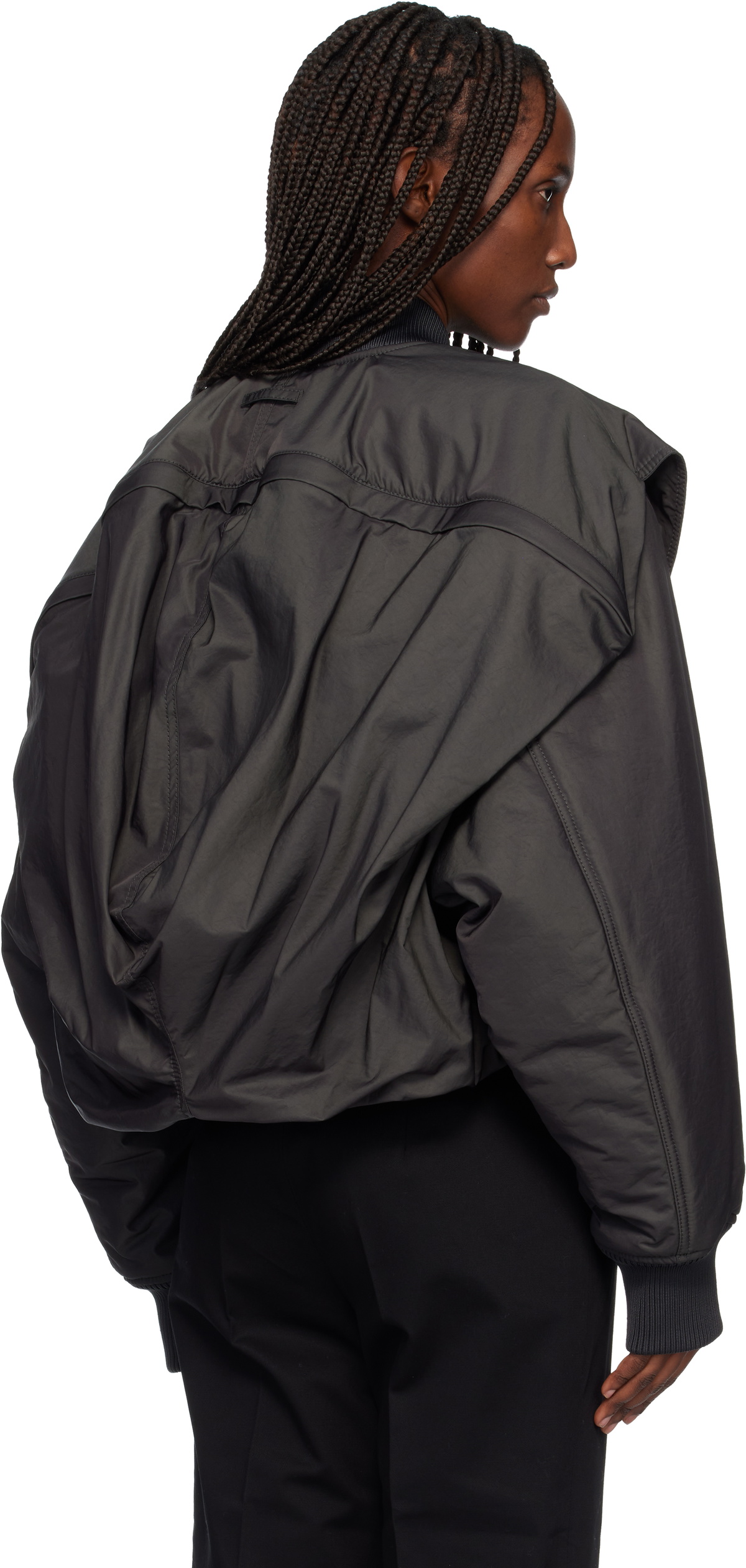 Jean Paul Gaultier Gray Hidden Hood Detail Bomber Jacket