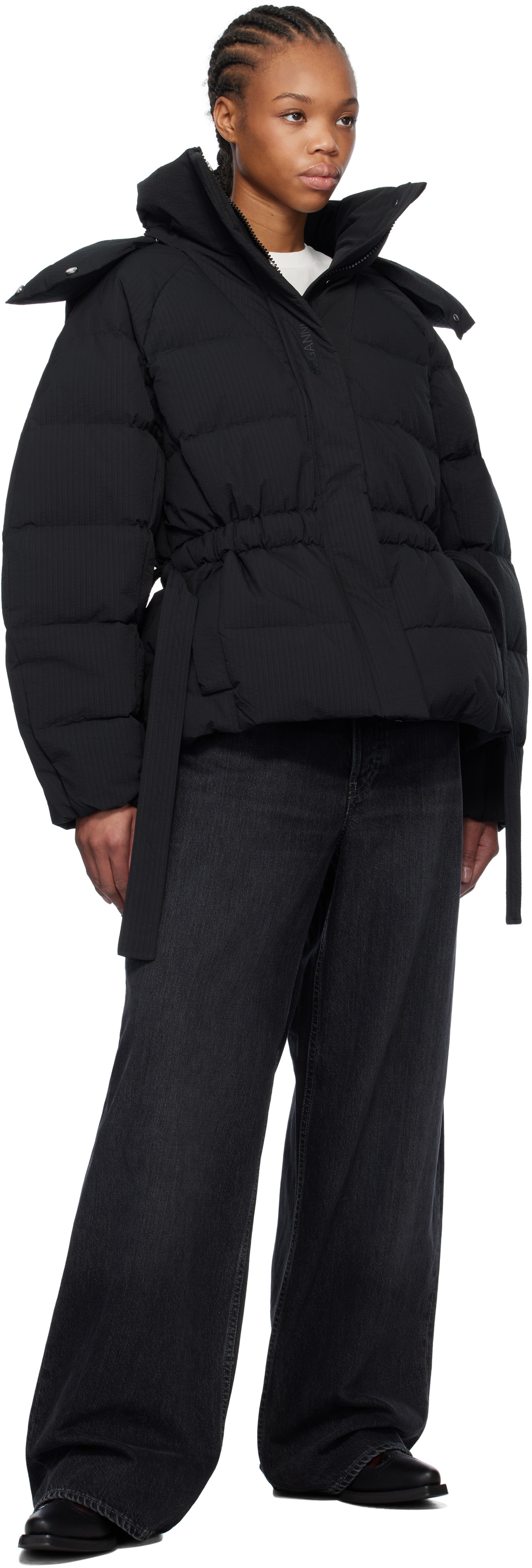 GANNI Black Tech Oversized Down Jacket