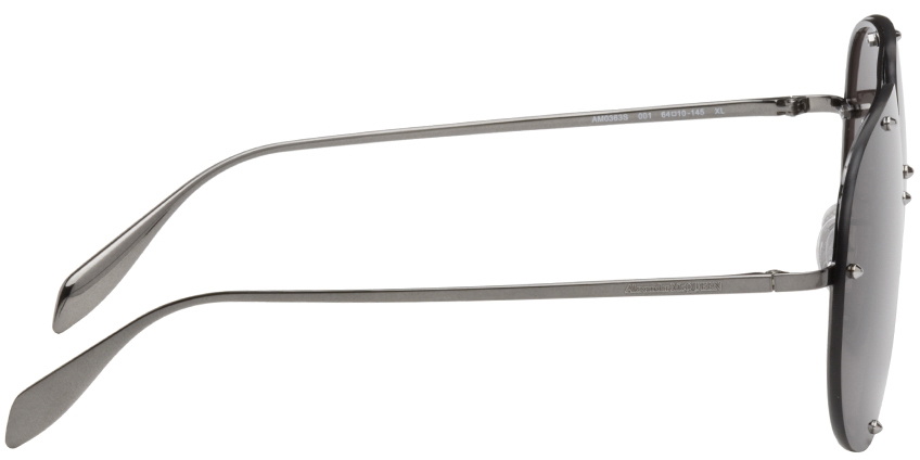 Alexander McQueen Gunmetal Aviator Sunglasses
