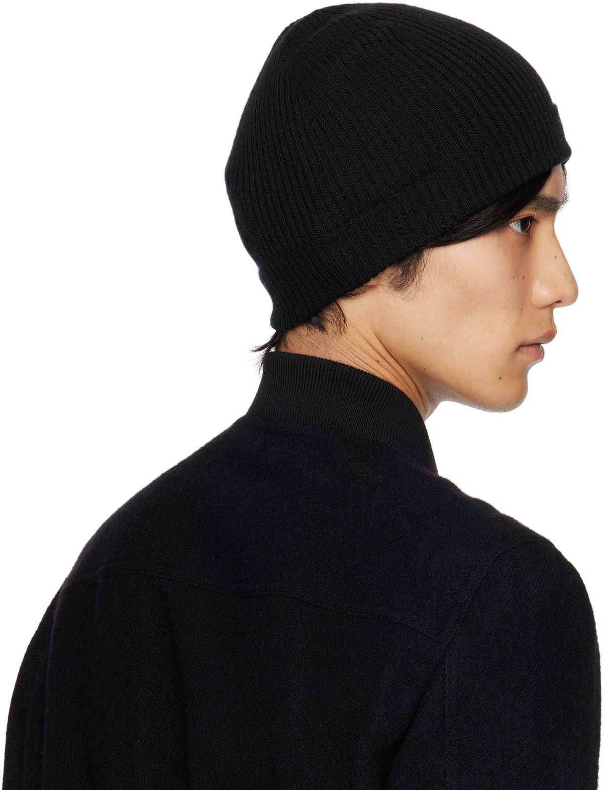 Rick Owens Black Concordians Ribbed Beanie