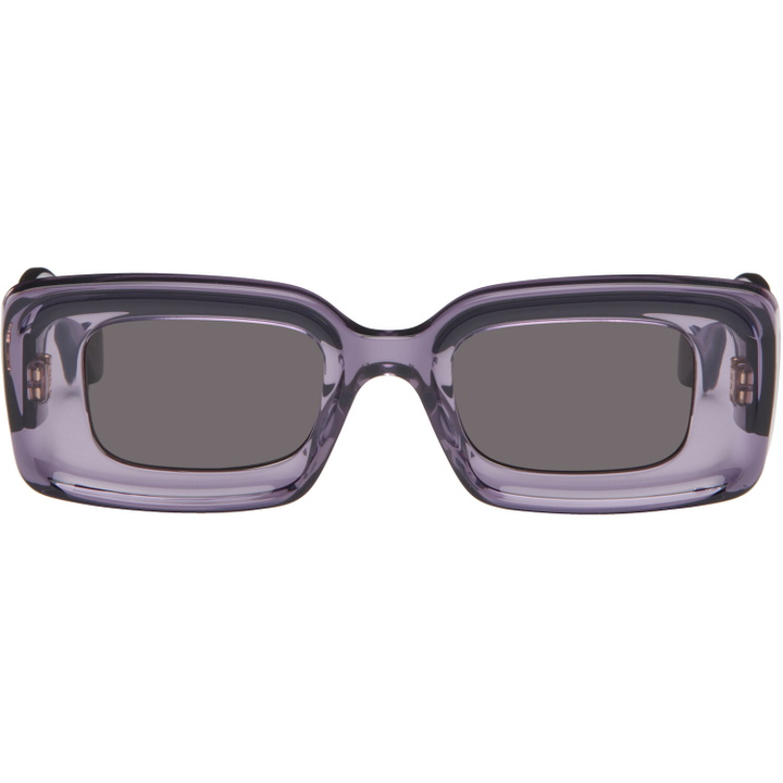 Photo: LOEWE Purple Rectangular Sunglasses