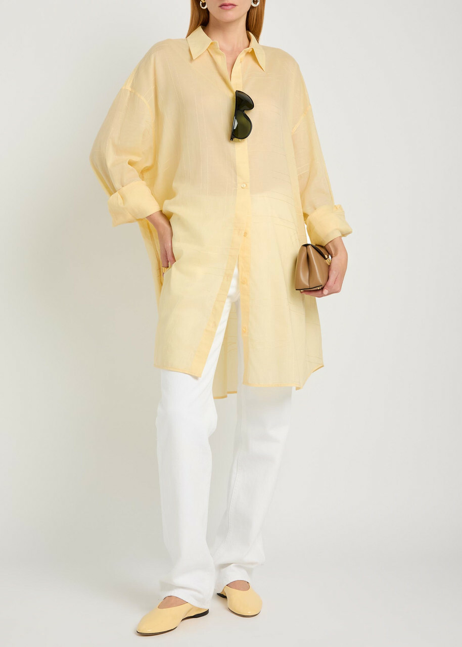 Toteme Logo-monogrammed Cotton-blend Shirt Yellow