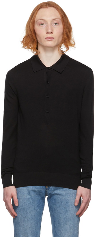 Photo: TOM FORD Black Fine Gauge Silk Polo