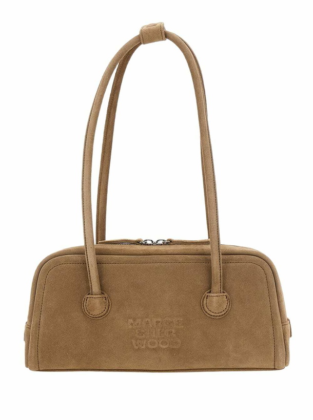 Photo: Marge Sherwood boston Beige Shoulder Bag With Embossed Logo Lettering On The Front In Leather Woman