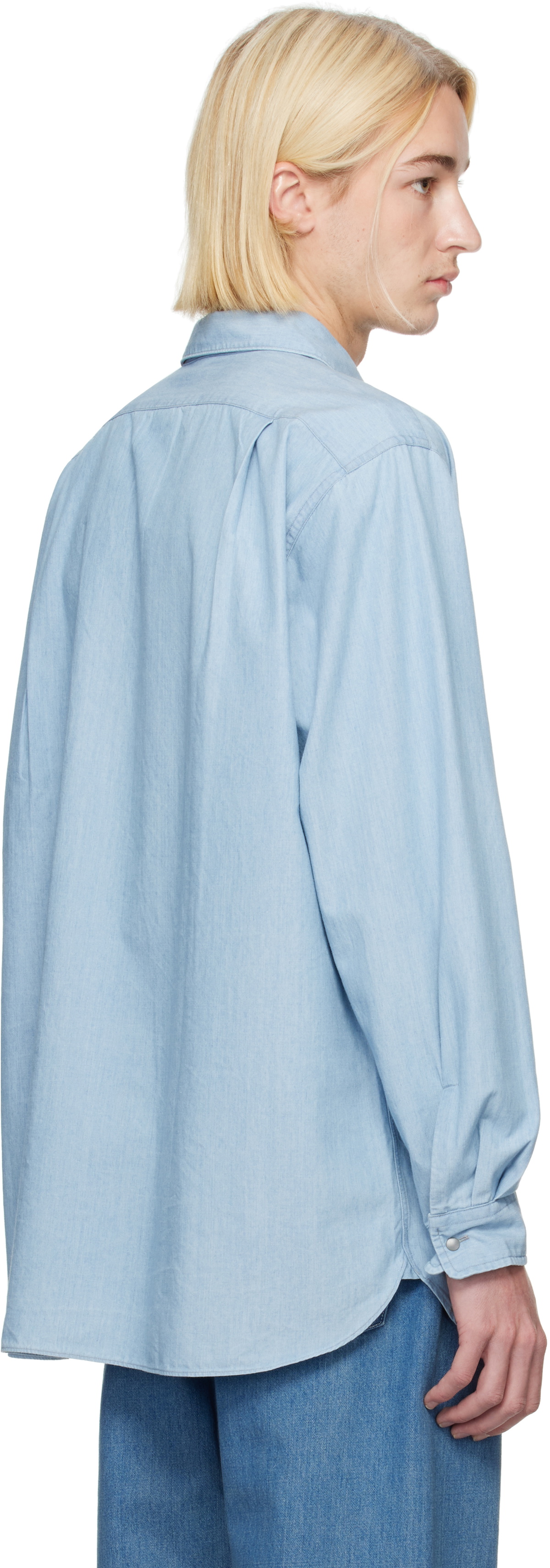 nanamica Blue Regular Collar Chambray Shirt Nanamica