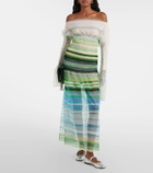 Susan Fang Striped smocked midi dress