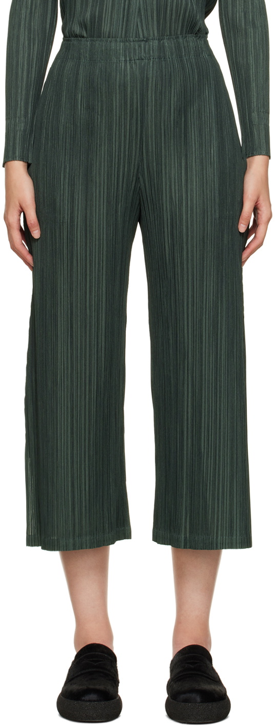 Pleats Please Issey Miyake Green Mellow Pleats Trousers Pleats