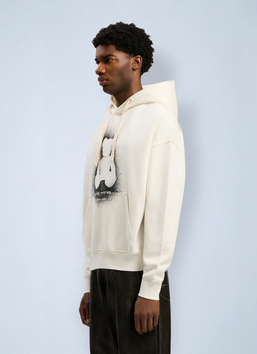 Palm Angels Spray Bear Loose Hooded Sweatshirt