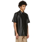 Nanushka Black Vegan Leather Adam Short Sleeve Shirt