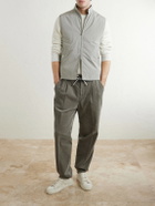 Brunello Cucinelli - Straight-Leg Cotton-Corduroy Drawstring Trousers - Gray