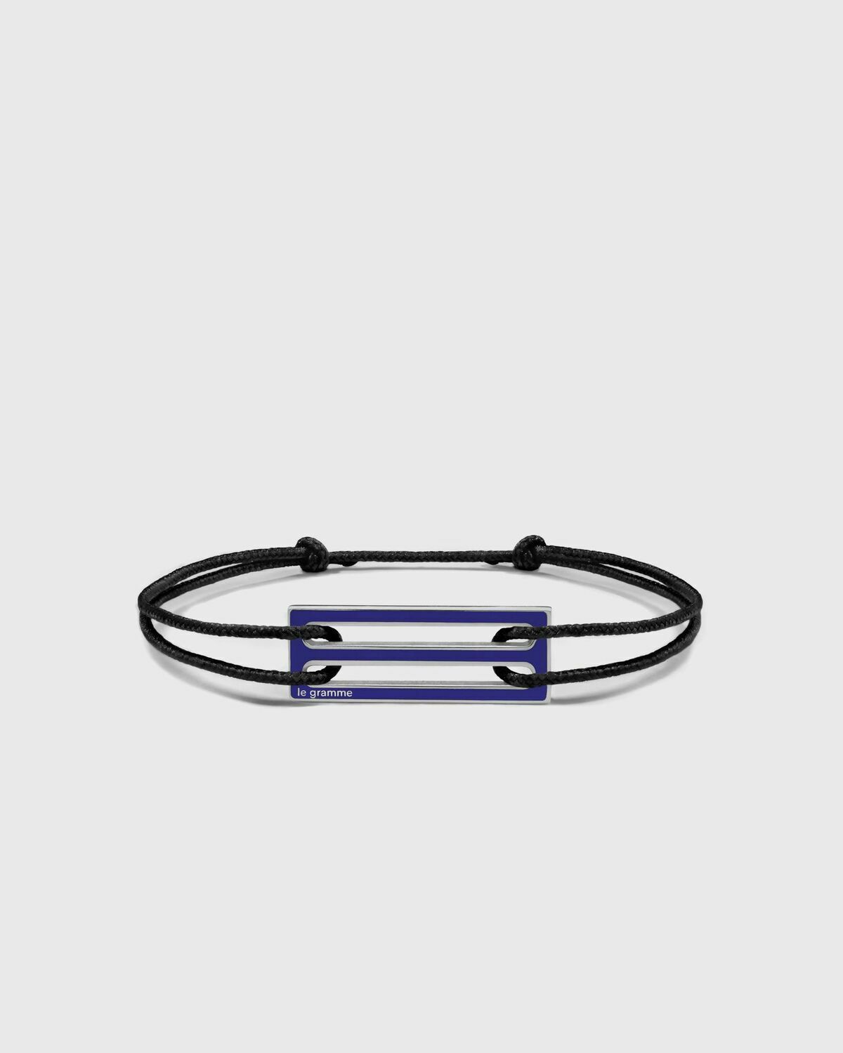 Le gramme 2.5g polished sterling silver royal Blue lacquered cord bracelet Blue Mens Jewellery