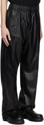 Wooyoungmi Black Drawstring Faux-Leather Trousers
