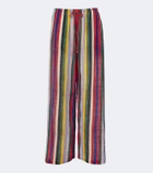 Staud Mateo striped cotton wide-leg pants
