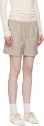 AMI Paris Beige Wool Elasticated Shorts