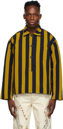 Bode Navy & Yellow Champlain Stripe Pullover