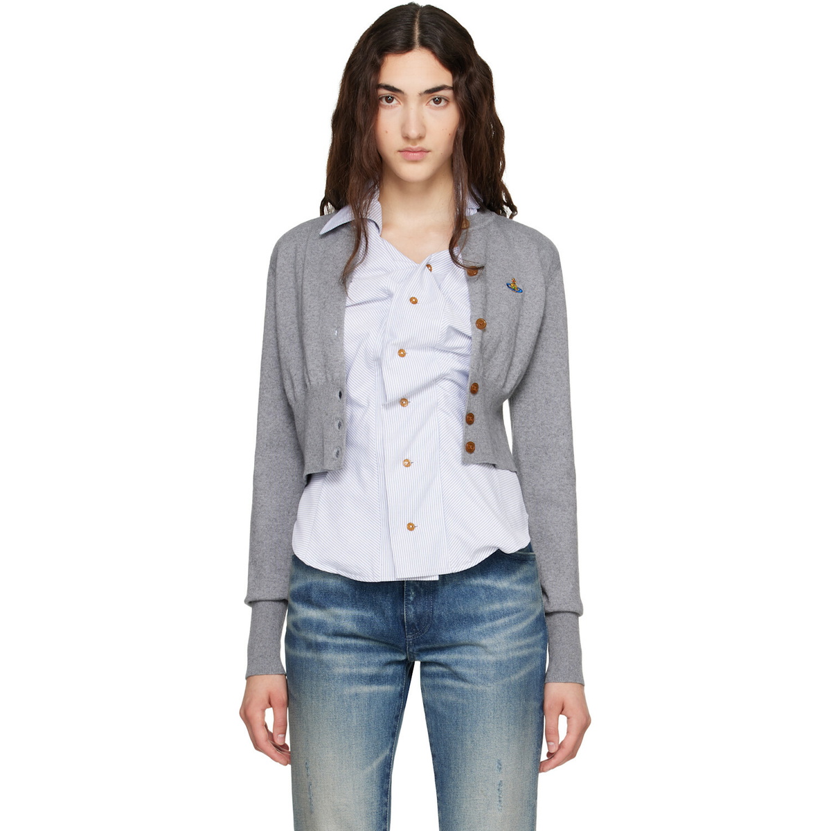Vivienne Westwood Gray Bea Cropped Cardigan