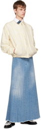 Stefan Cooke Blue Paneled Denim Maxi Skirt