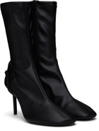 Courrèges Black Oblique Stretch Leather Effect Ankle Boots