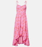 Juliet Dunn Asymmetric floral cotton midi dress