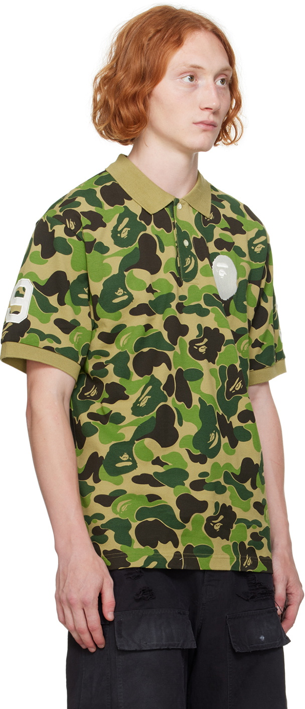 【A bathing ape】ABC CAMO POLO L BAPE Green ABC Camo Large Ape Head Polo A Bathing Ape