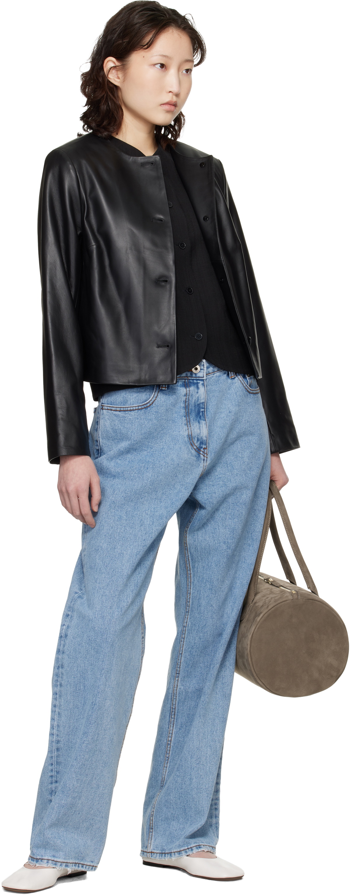Loulou de Saison Black Raho Plongé Leather Jacket