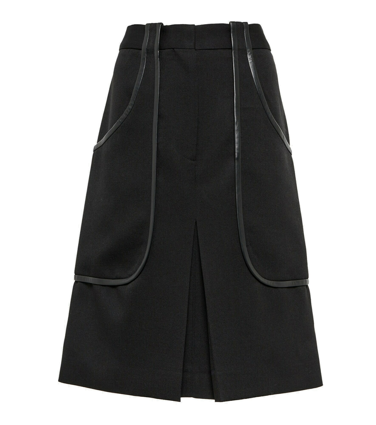 Victoria Beckham - Leather-trimmed denim skirt Victoria Beckham