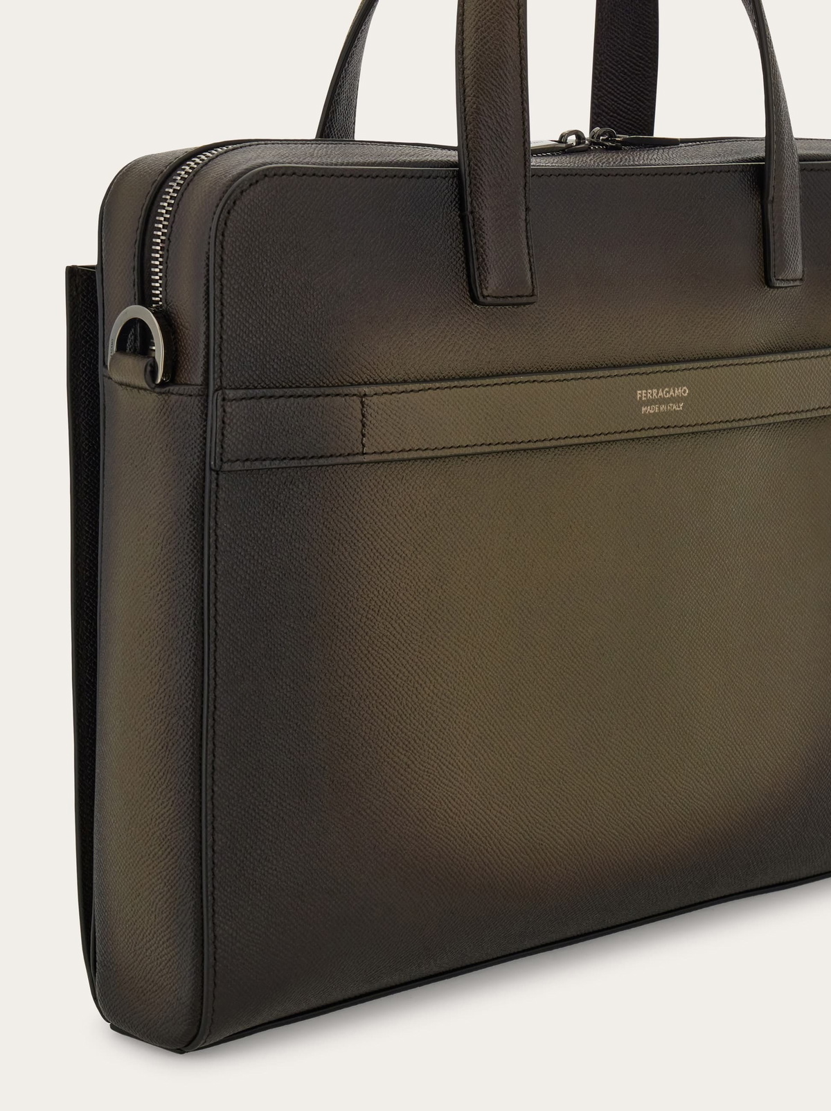 Ferragamo Mens Gancini briefcase in Green