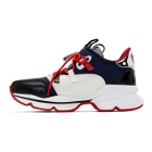 Christian Louboutin Black and Navy Red-Runner Flat Sneakers