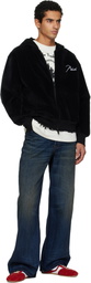 Rhude Black Velour Classique Zip-Up Hoodie