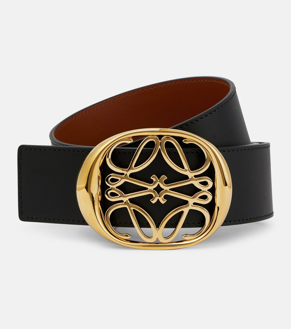 小物 LOEWE Anagram Gold Buckle Leather Belt LOEWE Anagram Gold Buckle Leather Belt