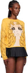 Pushbutton Yellow Crying Girl Fitted Knit Sweater