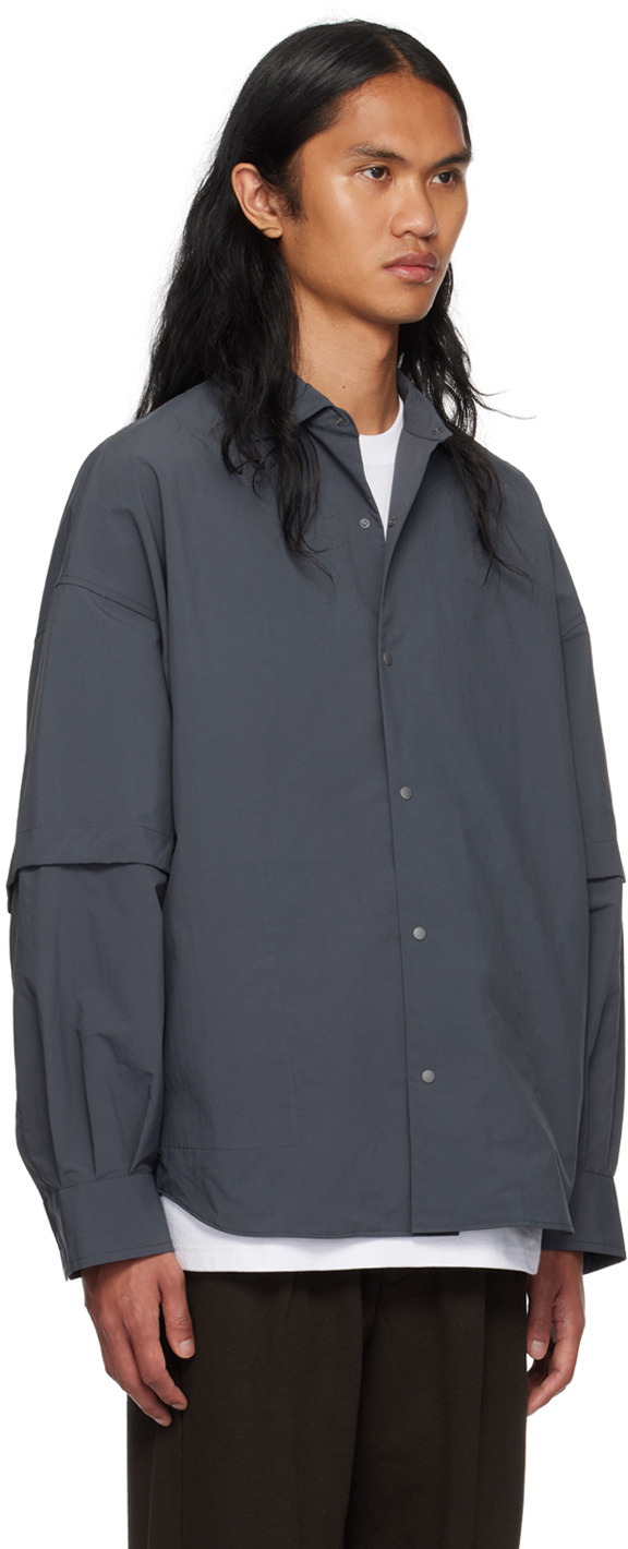 meanswhile Gray Detachable Sleeve Shirt