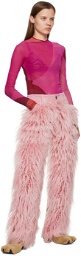 Paula Canovas Del Vas Pink Paneled Faux-Fur Jeans