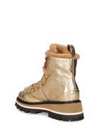 JIMMY CHOO - Metallic Leather & Fur Hiking Boots